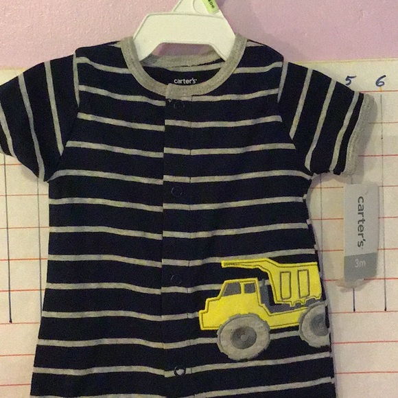 CARTER’S infant boy romper 3 mo blue AND GRAY NWT - Picture 2 of 6